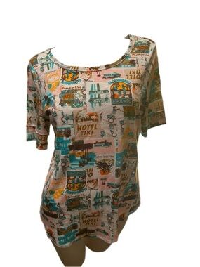 Cato Tropical Postcard Scoop Neck Top